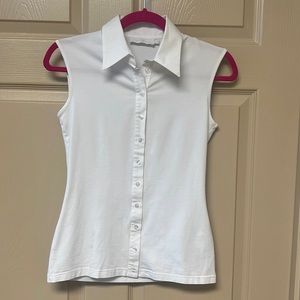Anne Fontaine Button Down Sleeveless Collared Shirt - Size 38 (Small) 4-6